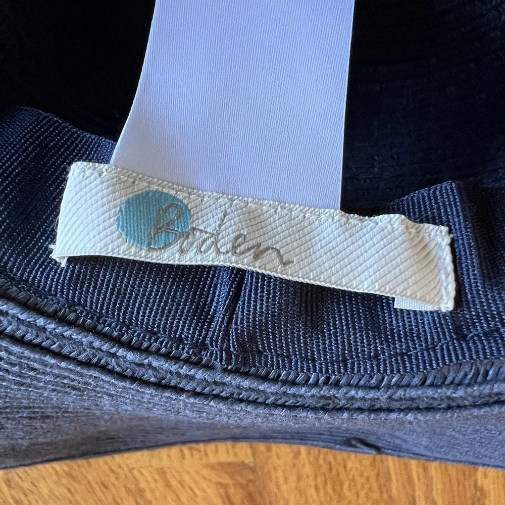 Boden Sun Hat Wide Brim Navy Vacation Beach Nautical Floppy Paper 21.5 Small/Med